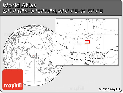 Blank Location Map of the Area around 30° 13' 46" N, 88° 28' 29" E