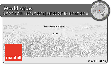 Physical Panoramic Map of the Area around 30° 13' 46" N, 89° 19' 29" E