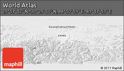 Physical Panoramic Map of the Area around 30° 13' 46" N, 89° 19' 29" E