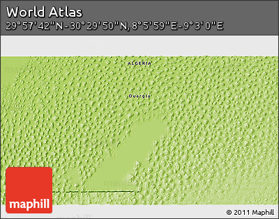 Physical 3D Map of the Area around 30° 13' 46" N, 8° 34' 29" E