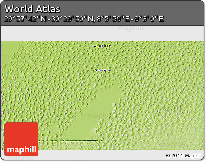 Physical 3D Map of the Area around 30° 13' 46" N, 8° 34' 29" E