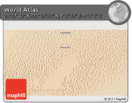 Satellite 3D Map of the Area around 30° 13' 46" N, 8° 34' 29" E