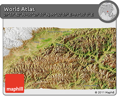 Satellite 3D Map of the Area around 30° 13' 46" N, 91° 1' 30" E