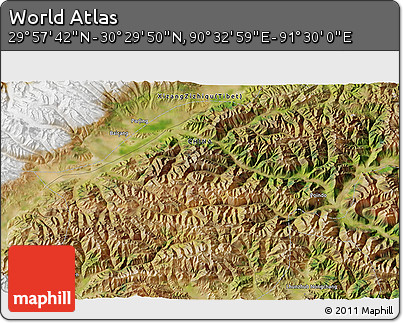 Satellite 3D Map of the Area around 30° 13' 46" N, 91° 1' 30" E