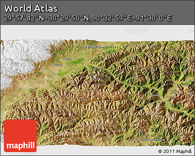 Satellite 3D Map of the Area around 30° 13' 46" N, 91° 1' 30" E