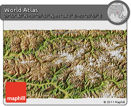 Satellite 3D Map of the Area around 30° 13' 46" N, 91° 52' 30" E