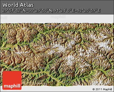 Satellite 3D Map of the Area around 30° 13' 46" N, 91° 52' 30" E
