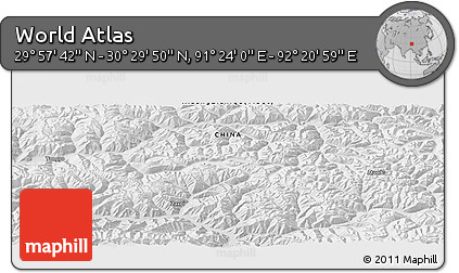 Physical Panoramic Map of the Area around 30° 13' 46" N, 91° 52' 30" E