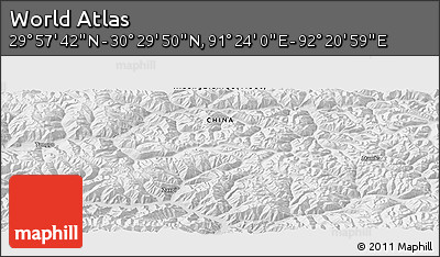 Physical Panoramic Map of the Area around 30° 13' 46" N, 91° 52' 30" E