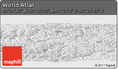 Physical Panoramic Map of the Area around 30° 13' 46" N, 91° 52' 30" E