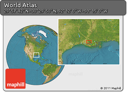 Satellite Location Map of the Area around 30° 13' 46" N, 91° 43' 29" W