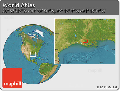 Satellite Location Map of the Area around 30° 13' 46" N, 91° 43' 29" W