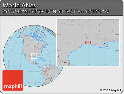 Gray Location Map of the Area around 30° 13' 46" N, 93° 25' 30" W