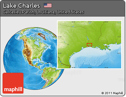 Physical Location Map of Lake Charles