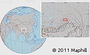 Gray Location Map of the area around 30° 13' 46" N, 94° 25' 30" E, hill shading