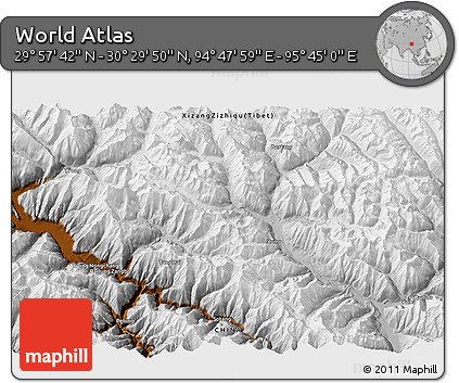 Physical 3D Map of the Area around 30° 13' 46" N, 95° 16' 30" E