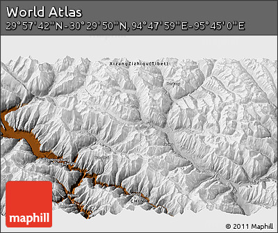 Physical 3D Map of the Area around 30° 13' 46" N, 95° 16' 30" E
