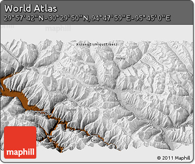 Physical 3D Map of the Area around 30° 13' 46" N, 95° 16' 30" E