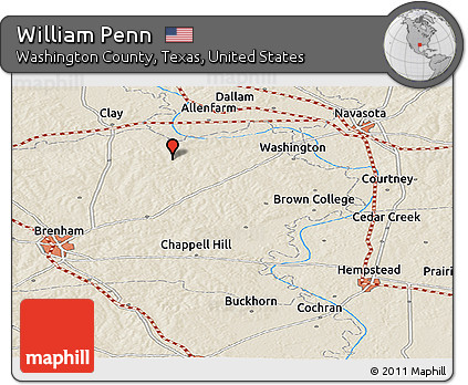 Shaded Relief Panoramic Map of William Penn