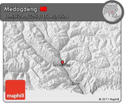 Physical 3D Map of Mêdogdêng