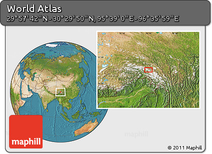 Satellite Location Map of the Area around 30° 13' 46" N, 96° 7' 30" E