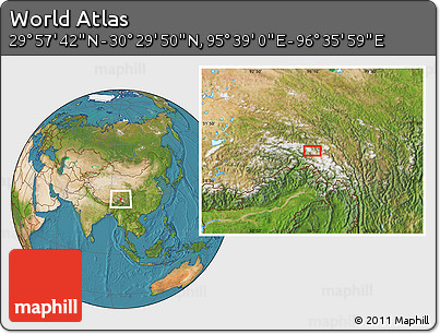 Satellite Location Map of the Area around 30° 13' 46" N, 96° 7' 30" E