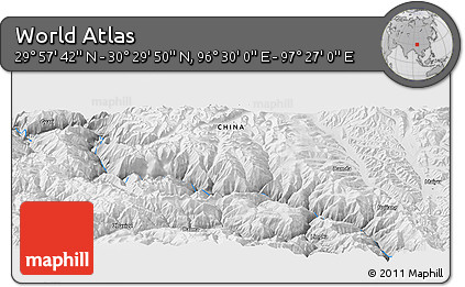 Physical Panoramic Map of the Area around 30° 13' 46" N, 96° 58' 29" E