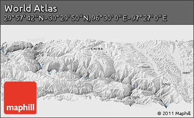 Physical Panoramic Map of the Area around 30° 13' 46" N, 96° 58' 29" E
