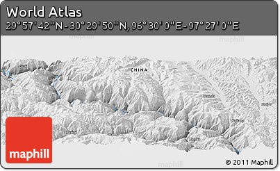Physical Panoramic Map of the Area around 30° 13' 46" N, 96° 58' 29" E