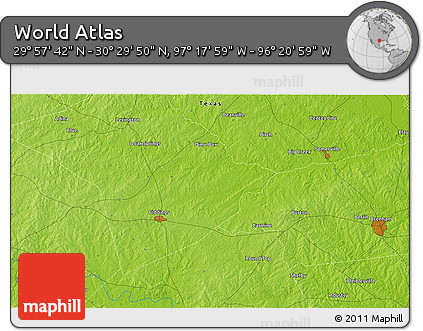 Physical 3D Map of the Area around 30° 13' 46" N, 96° 49' 29" W
