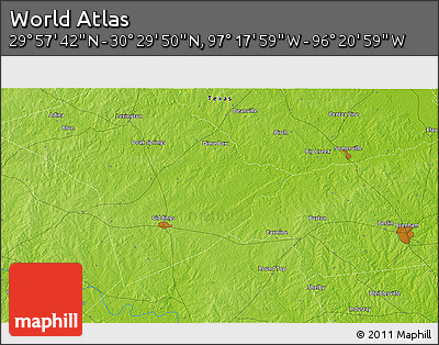 Physical 3D Map of the Area around 30° 13' 46" N, 96° 49' 29" W
