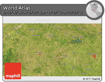 Satellite 3D Map of the Area around 30° 13' 46" N, 96° 49' 29" W