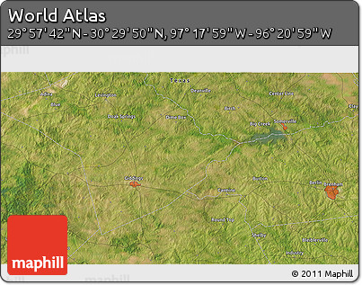 Satellite 3D Map of the Area around 30° 13' 46" N, 96° 49' 29" W