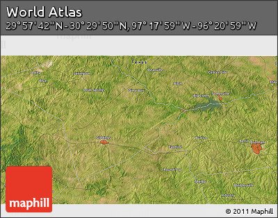 Satellite 3D Map of the Area around 30° 13' 46" N, 96° 49' 29" W