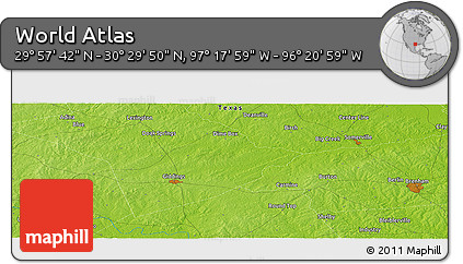 Physical Panoramic Map of the Area around 30° 13' 46" N, 96° 49' 29" W