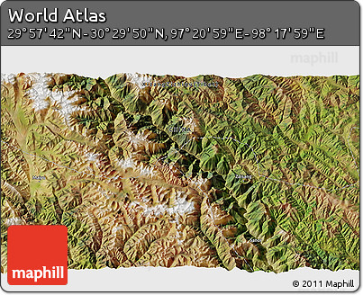Satellite 3D Map of the Area around 30° 13' 46" N, 97° 49' 29" E