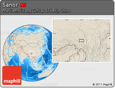 Shaded Relief Location Map of Sanor