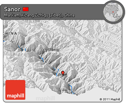 Physical Panoramic Map of Sanor