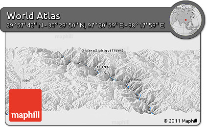 Physical Panoramic Map of the Area around 30° 13' 46" N, 97° 49' 29" E