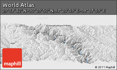 Physical Panoramic Map of the Area around 30° 13' 46" N, 97° 49' 29" E
