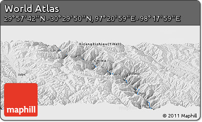 Physical Panoramic Map of the Area around 30° 13' 46" N, 97° 49' 29" E
