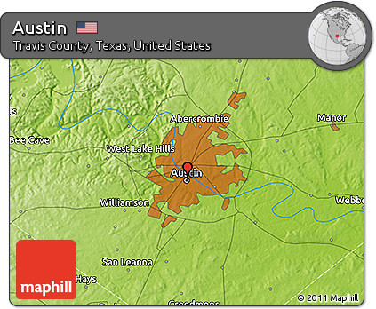 Physical 3D Map of Austin