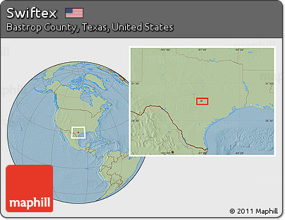 Savanna Style Location Map of Swiftex, hill shading