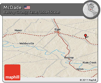 Shaded Relief Panoramic Map of McDade