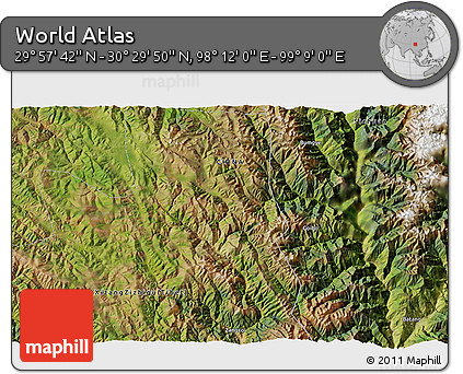 Satellite 3D Map of the Area around 30° 13' 46" N, 98° 40' 30" E