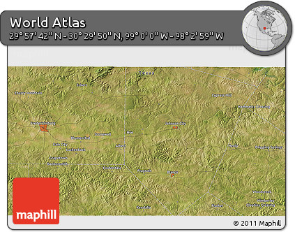 Satellite 3D Map of the Area around 30° 13' 46" N, 98° 31' 30" W