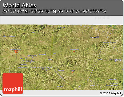 Satellite 3D Map of the Area around 30° 13' 46" N, 98° 31' 30" W