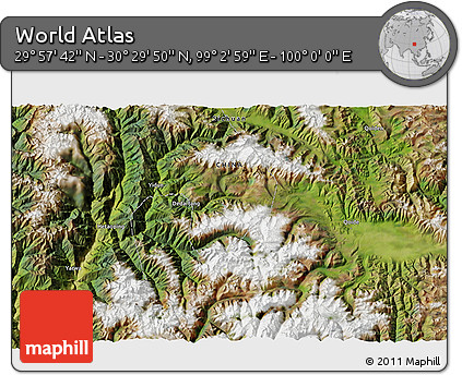 Satellite 3D Map of the Area around 30° 13' 46" N, 99° 31' 30" E