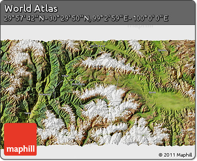 Satellite 3D Map of the Area around 30° 13' 46" N, 99° 31' 30" E