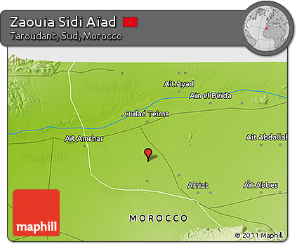 Physical 3D Map of Zaouia Sidi Aïad
